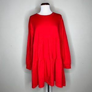 ZARA RED LONG SLEEVE DRESS